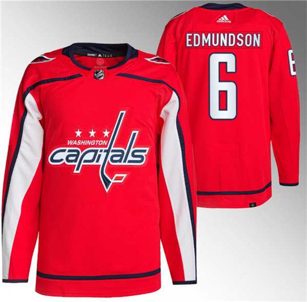 Mens Washington Capitals #6 Joel Edmundson Red Stitched Jersey->washington capitals->NHL Jersey